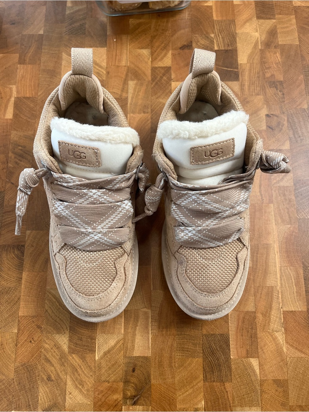 UGG Kids' Tan and Cream Plush-Lined High-Top Boots